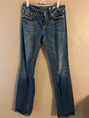 Miss Me Blue Bootcut Jeans with Contrast Stitching LONG